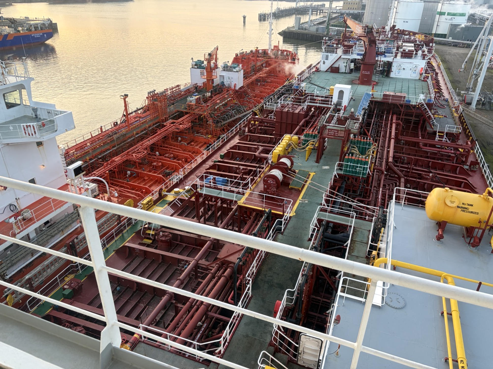 Tanker main deck under way
