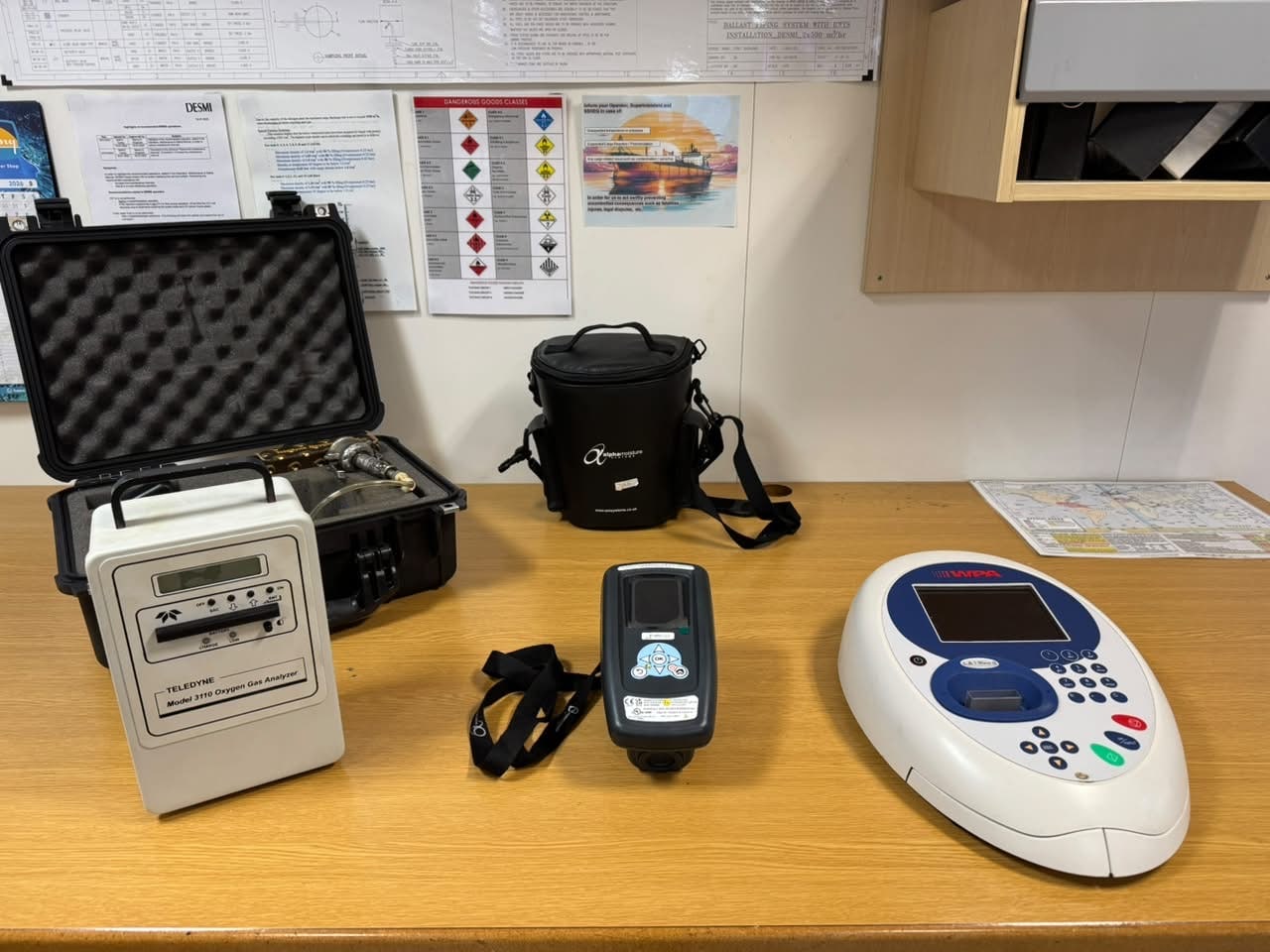 Gas analysers and spectrophotometer used in training